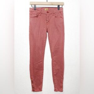 Mother The Looker Ankle Zip Made in the USA Salmon Pink